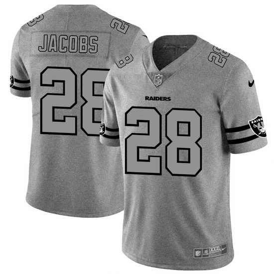 Las Vegas Raiders 28 Josh Jacobs Men Nike Gray Gridiron II Vapor Untouchable Limited NFL Jersey